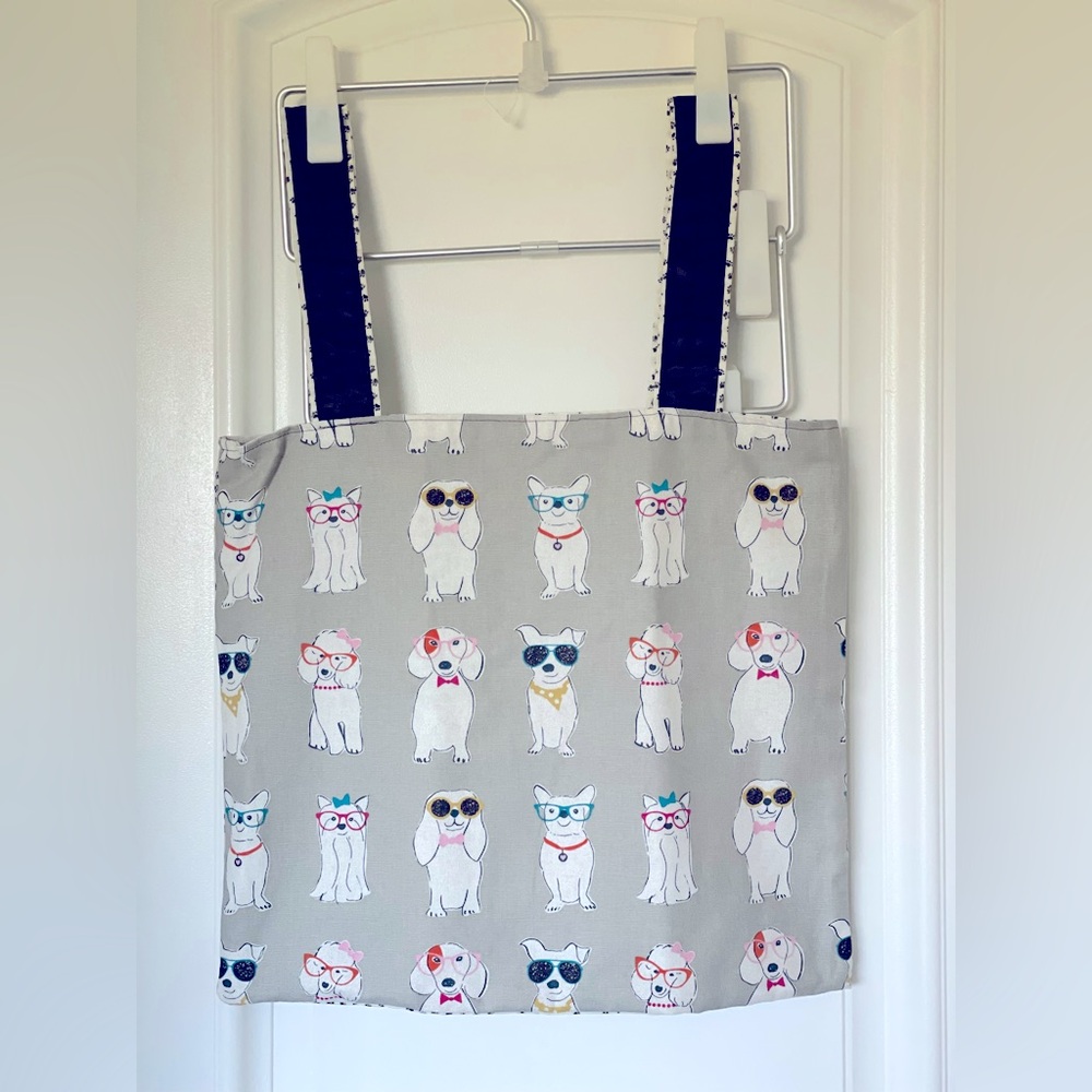 Double sided hand sewn tote bag